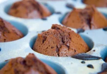 Cupcakes de Chocolate simples Delicious homemade chocolate cupcakes fresh out of the oven in a baking tray.