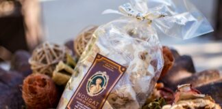 Delicious French nougat with almonds and honey in Montélimar setting.