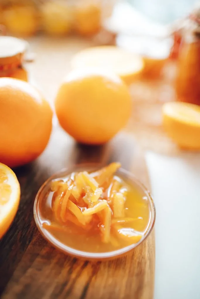 Geleia de laranja brilhante e perfumada