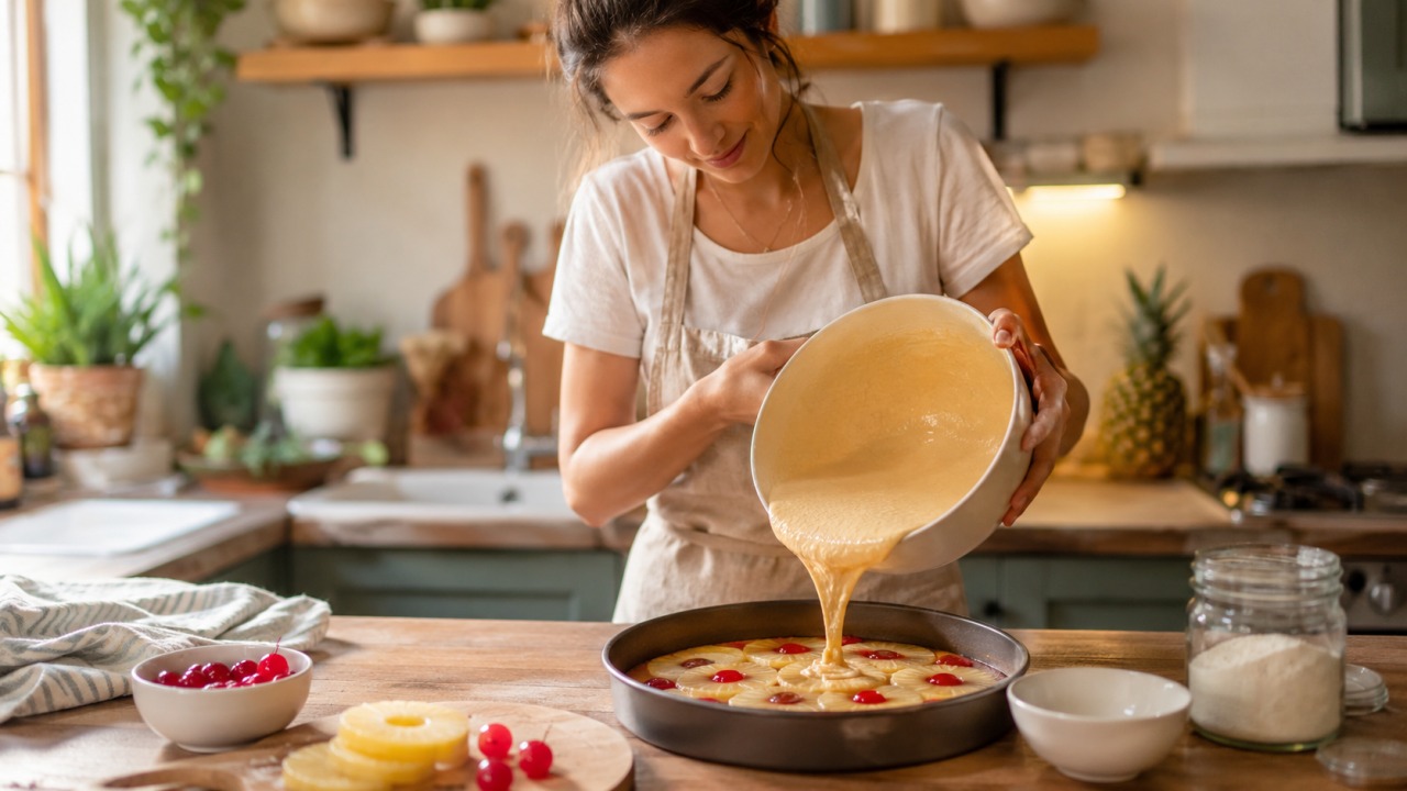 Bolo de ananás invertido: Uma receita húmida, dourada e fácil de cortar
