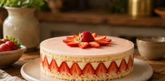 Fraisier clássico: A tarte de morangos francesa que impressiona pela leveza e equilíbrio