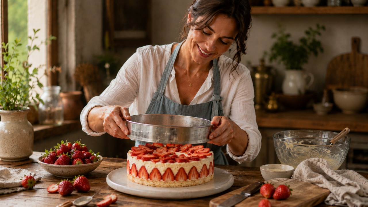 Fraisier clássico, a tarte de morangos francesa que impressiona pela leveza e equilíbrio