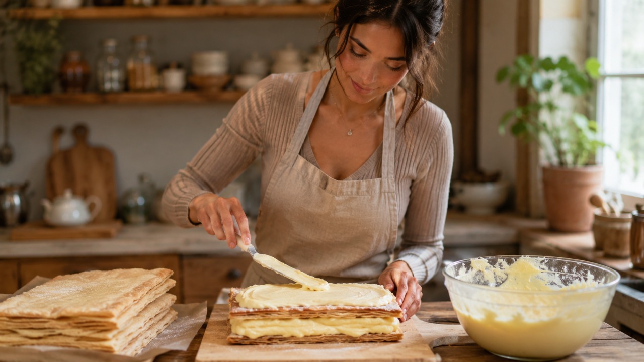 Mille-feuille caseiro, a sobremesa francesa que impressiona com camadas leves e creme suave