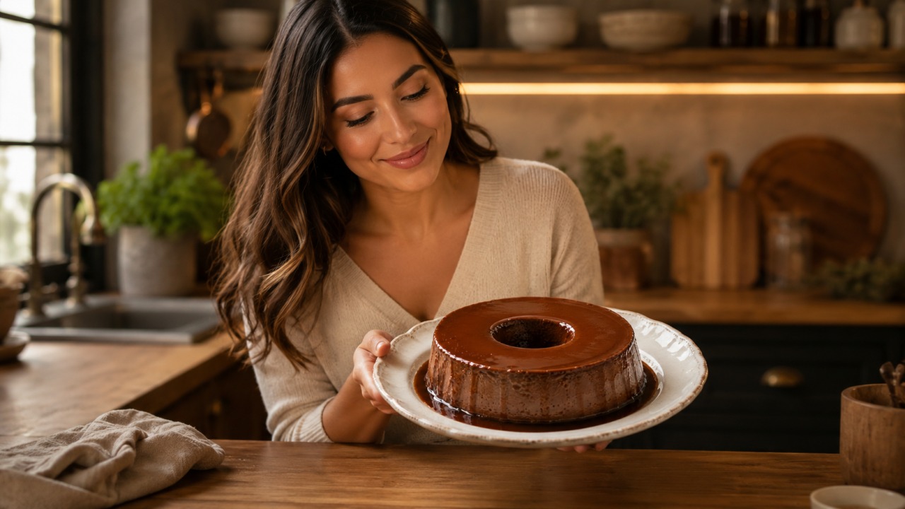 Pudim de chocolate cremoso e fácil para impressionar sem complicações