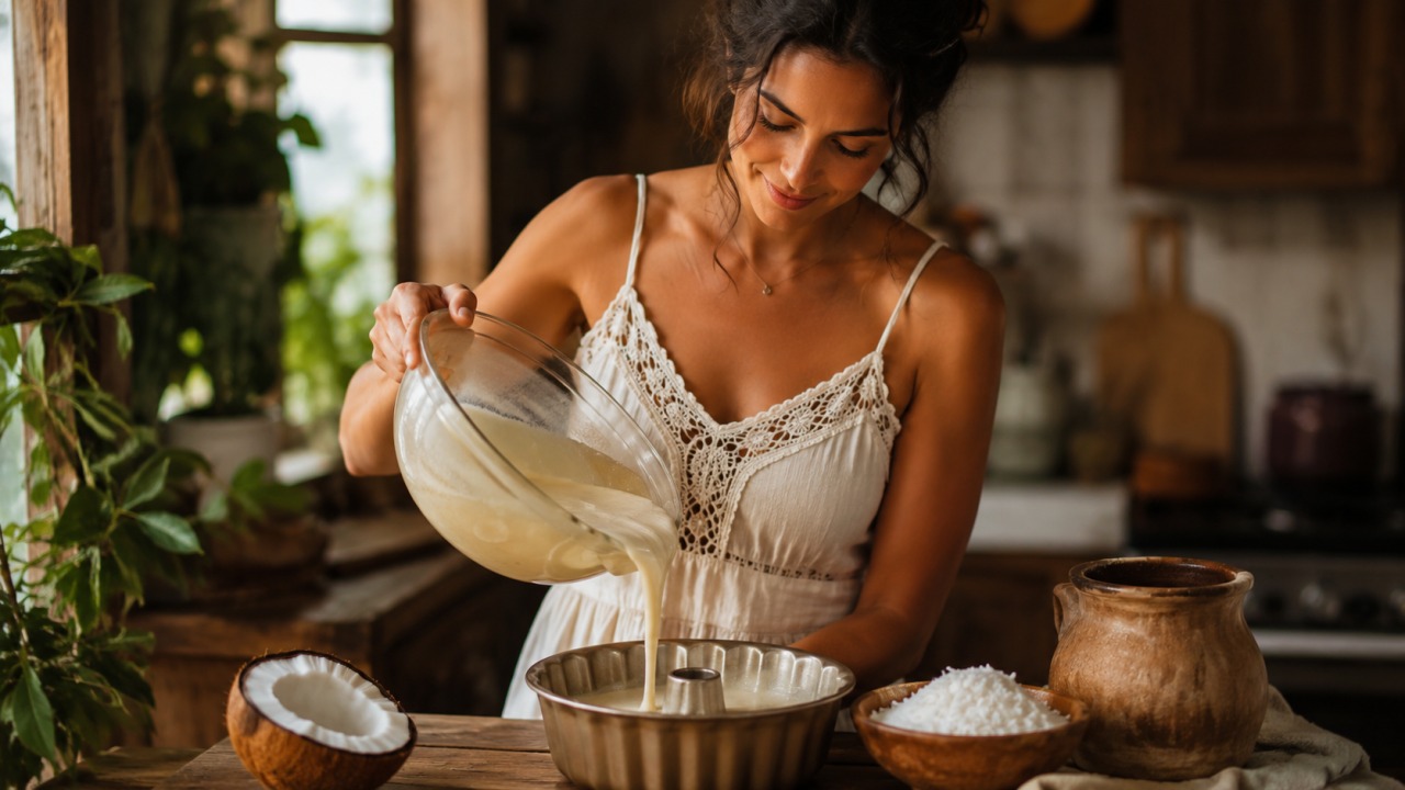 Pudim de coco cremoso e leve para fazer em casa