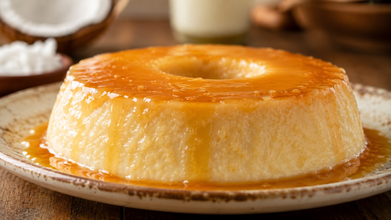 Pudim de coco cremoso e leve para fazer em casa