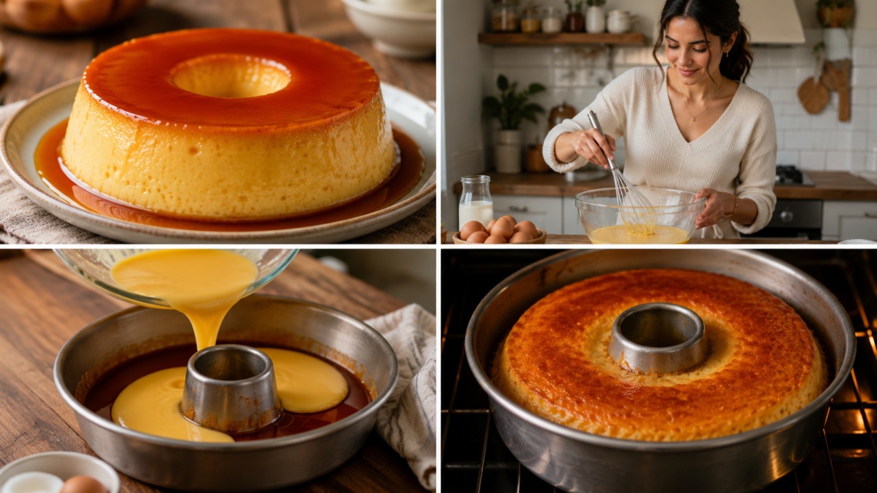Pudim de ovos cremoso com caramelo, o clássico que nunca falha