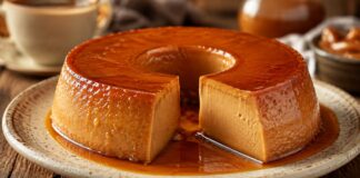 Pudim de doce de leite cremoso que fica pronto sem complicações