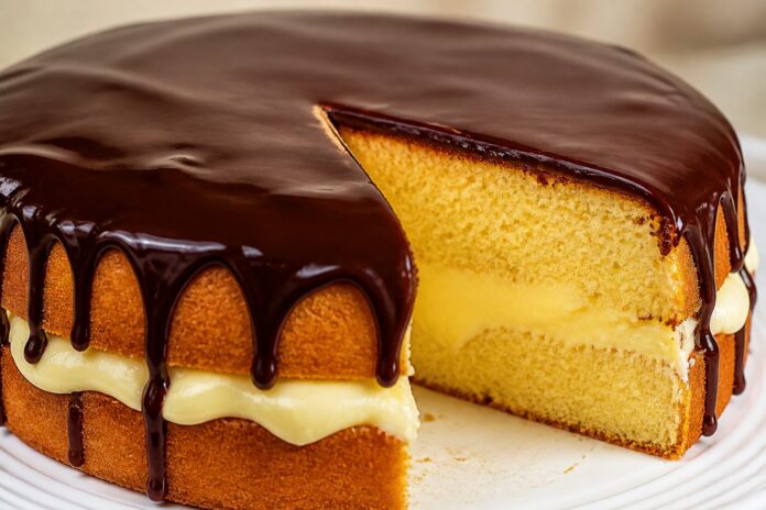 boston-cream-pie-sobremesa-classica-junta-pao-lo-creme-chocolate Boston cream pie: A sobremesa clássica que junta pão-de-ló, creme e chocolate