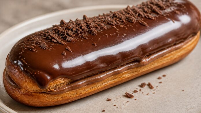 eclair-chocolate-massa-leve-creme-aveludado-cobertura-brilhante Éclair de chocolate: Massa leve, creme aveludado e cobertura brilhante