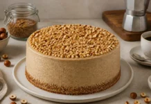 Bolo de Avelã fofo e aromático para acompanhar o café Contexto editorial sobre Bolo de Avelã
