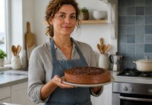 Bolo de bolacha com mousse de chocolate cremoso e fácil de preparar Contexto editorial sobre Bolo de Bolacha com mousse de chocolate