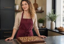 Brownies de chocolate com nozes, húmidos e fáceis de preparar Contexto editorial sobre Brownies de chocolate com nozes