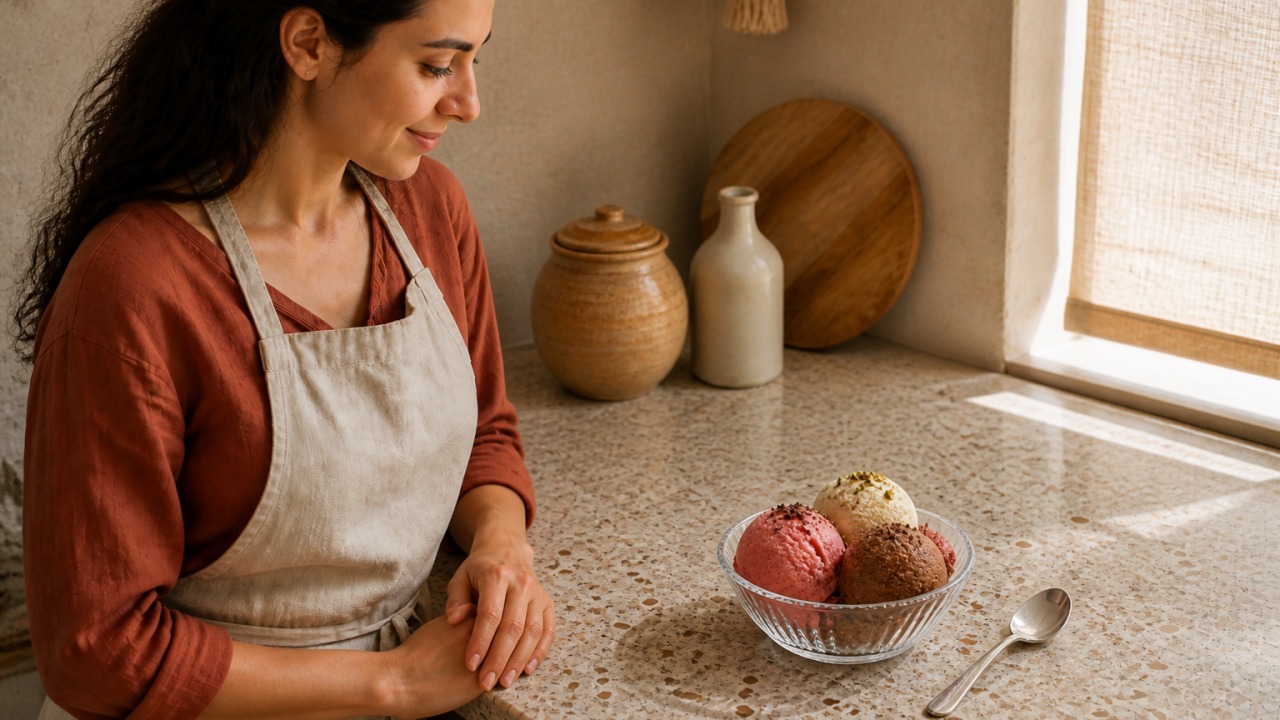 Avaliação responsável de gelado gourmet