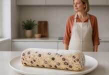 O contraste que torna o salame de chocolate branco com arandos tão especial Contexto editorial sobre Salame de chocolate branco com arandos