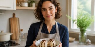 Contexto editorial sobre Petit gâteau com bola de gelado