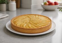 Tarte de maçã caseira com base crocante e recheio aromático Contexto editorial sobre Tarte de Maçã