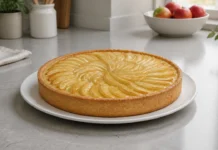 Tarte de maçã caseira com base crocante e recheio aromático Contexto editorial sobre Tarte de Maçã