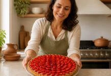 Tarte de morango com vinho do Porto para uma sobremesa fresca e aromática Contexto editorial sobre Tarte de Morango com Vinho do Porto