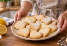 Corações de Açúcar com Manteiga e limão Contexto editorial sobre biscoitos de manteiga com limão