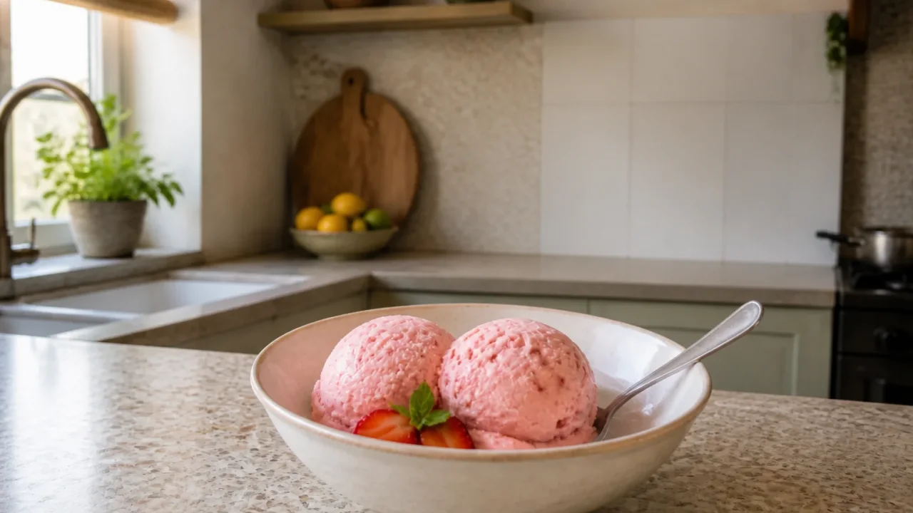 Avaliação responsável de gelado de morango