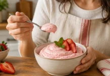 Mousse de morango com natas fácil de preparar e cremosa Mousse Rápida de Morango com Natas