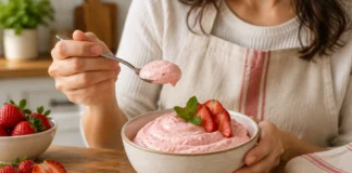 Mousse Rápida de Morango com Natas