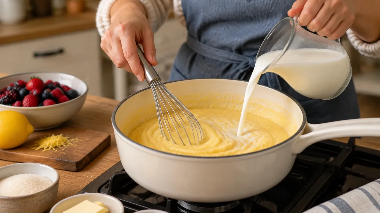 Análise prática de polenta doce com frutos vermelhos