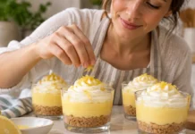 Tarte de Limão em Copo com base de bolacha e creme fresco Tarte de Limão em Copo com base de bolacha e creme fresco