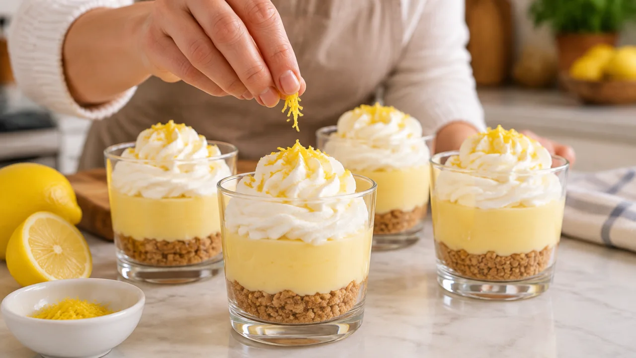 Tarte de Limão em Copo com base de bolacha e creme fresco