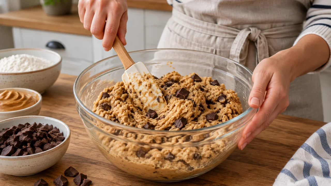 Preparação dos ingredientes de Bolachas de manteiga de amendoim com chocolate