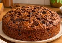 Bolo de abóbora e chocolate com canela Apresentação final de Bolo de abóbora e chocolate com canela