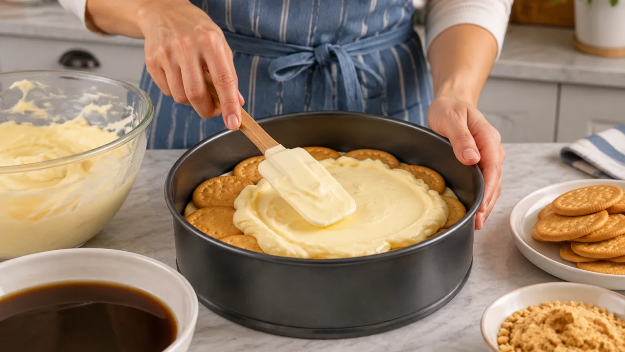 Preparação dos ingredientes de Bolo de bolacha com leite condensado e creme de manteiga