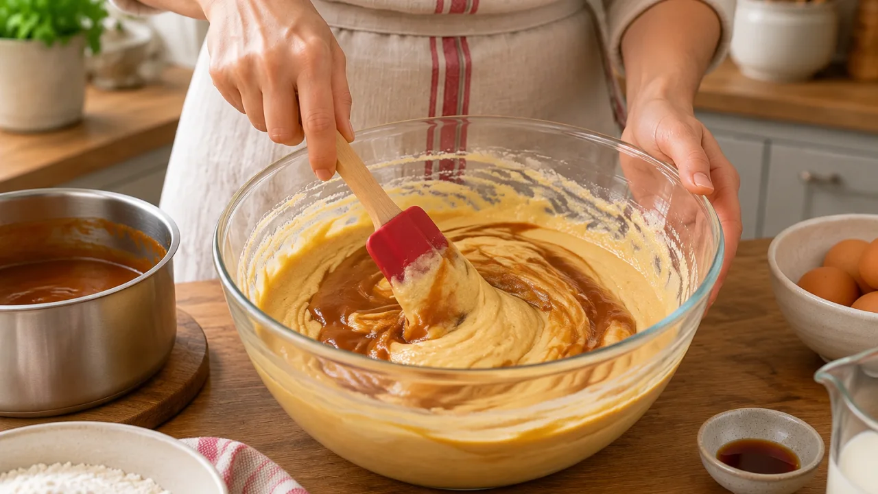 Etapa de preparação de Bolo de caramelo com baunilha de miolo macio
