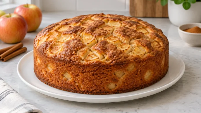 bolo-maca-canela-com-cubos-fruta-massa Contexto editorial sobre Bolo de Maçã e Canela