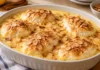 Apresentação final de Farófias no forno com creme de ovos e amêndoa tostada