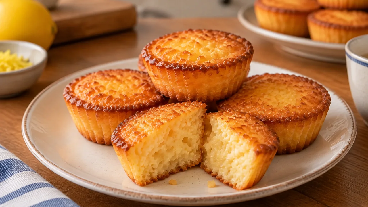 Detalhe da apresentação de Queijadinhas de queijo fresco e queijo curado