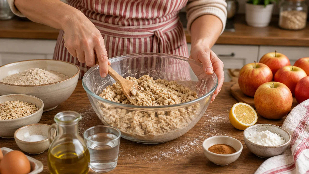 Preparação dos ingredientes de Tarte de maçã light com recheio macio e canela