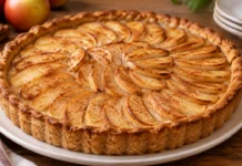 Tarte de maçã light com recheio macio e canela Apresentação final de Tarte de maçã light com recheio macio e canela